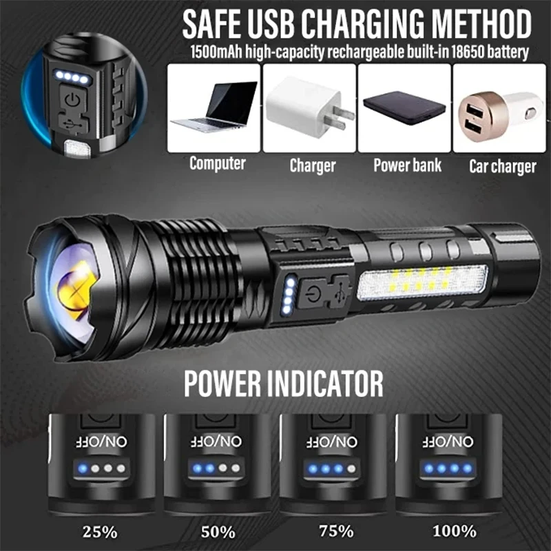 강력한 XHP50 LED 손전등 방수 18650 토치( - Fishing Light 리뷰 및 가격